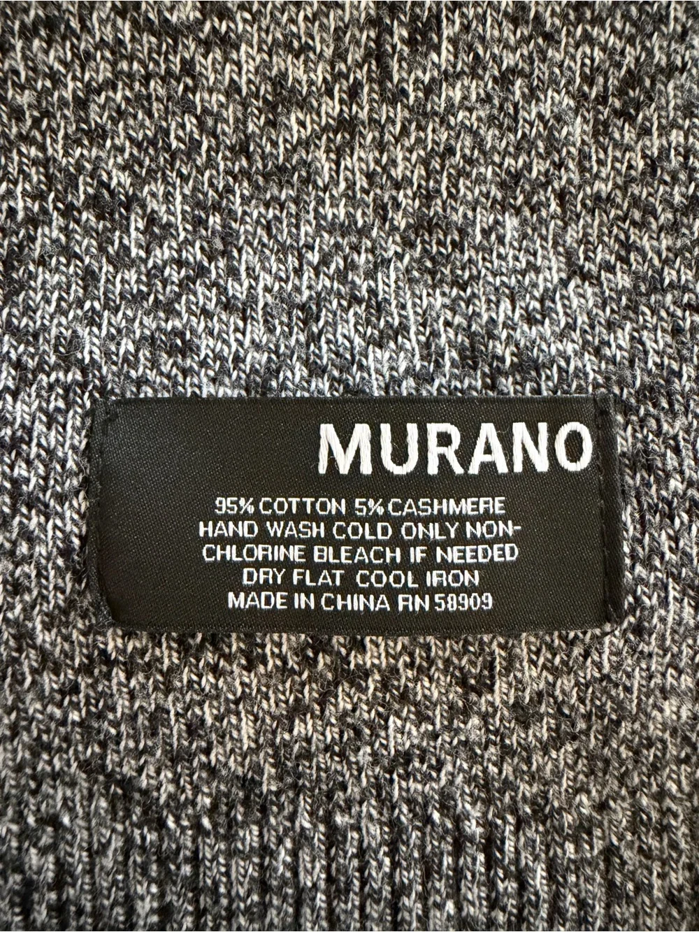 Murano Black White Marled Heather Cotton Cashmere Knit Scarf